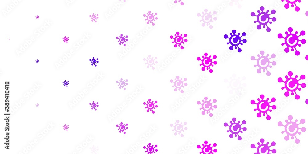 Light Purple, Pink vector backdrop with virus symbols. Light Purple, Pink vector backdrop with virus symbols.