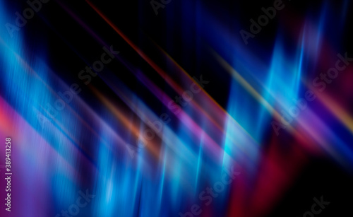 Dark empty abstract background. Bright light lines, waves. Neon laser shapes. Futuristic show.