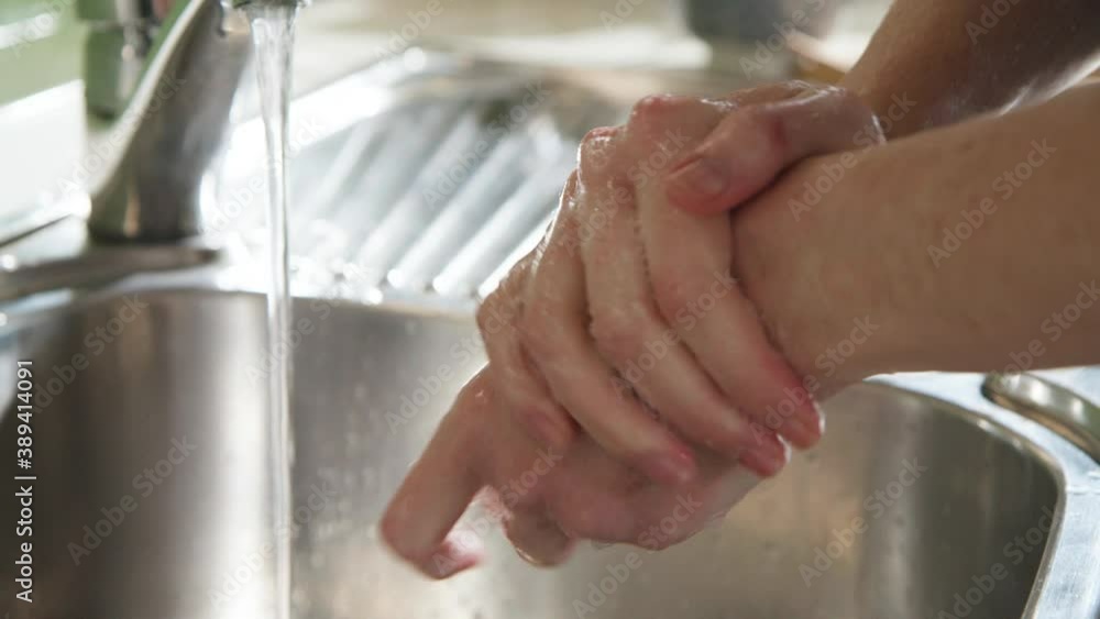 Washing hands rubbing with soap woman for corona virus prevention, hygiene to prevent spread of coronavirus covid-19 4k Washing hands rubbing with soap woman for corona virus prevention, hygiene to prevent spread of coronavirus covid-19 4k