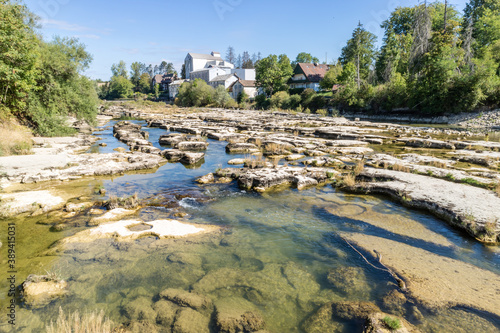 Impressive rock formation in the Ain river, Jura