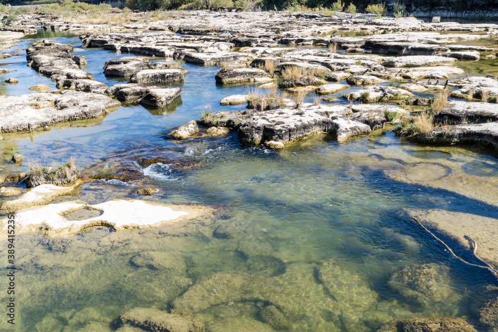 Impressive rock formation in the Ain river, Jura Impressive rock formation in the Ain river, Jura