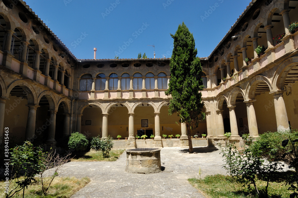 .Cloister of the Carmelite convent in Rubielos de Mora Teruel province, Aragon, Spain