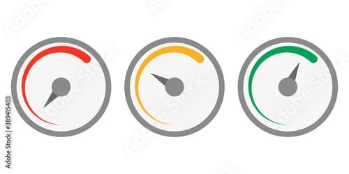 Speedometer icons set. Flat illustration for web design, infographic. Vector.