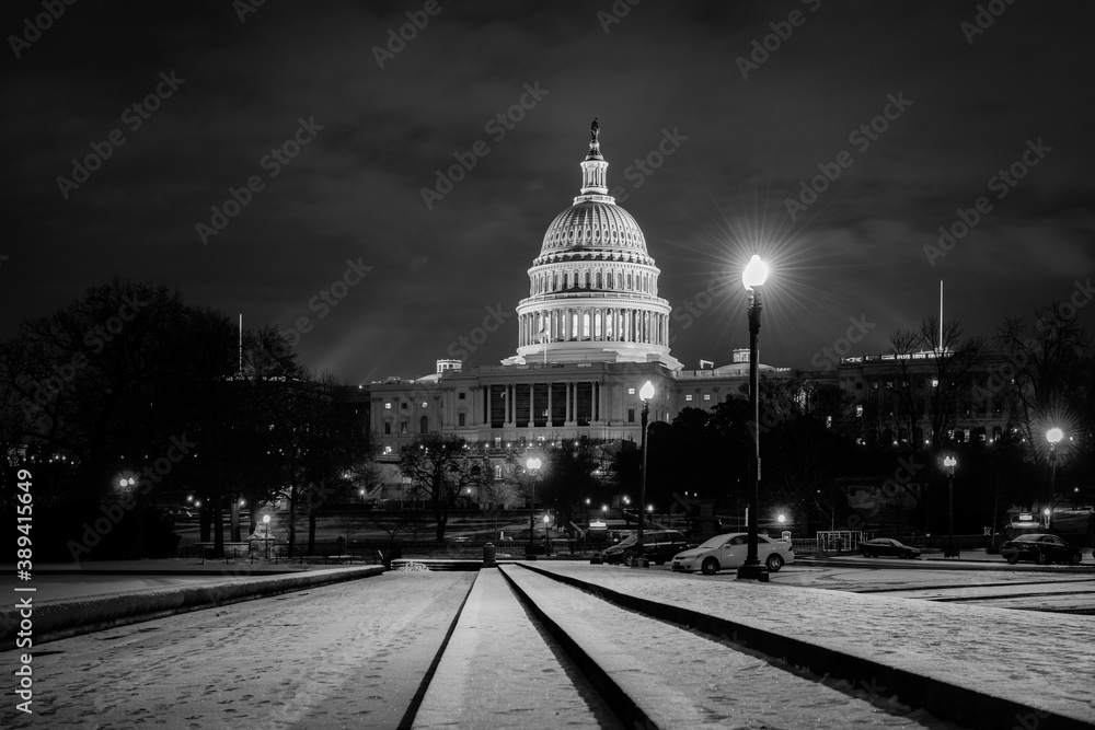 United States Capitol Building in the snow night time - Washington D.C. United States of America