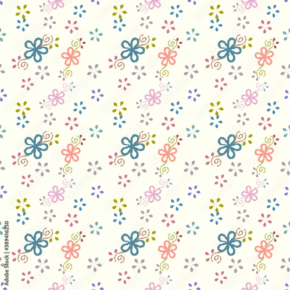 seamless pattern with colorful flowers background.