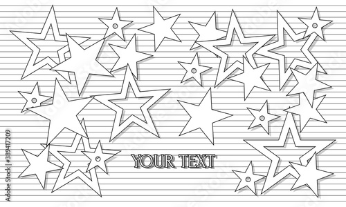 Coloring of greeting card with stars and text