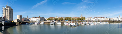 panorama view of the harbor and city center of La Rochelle