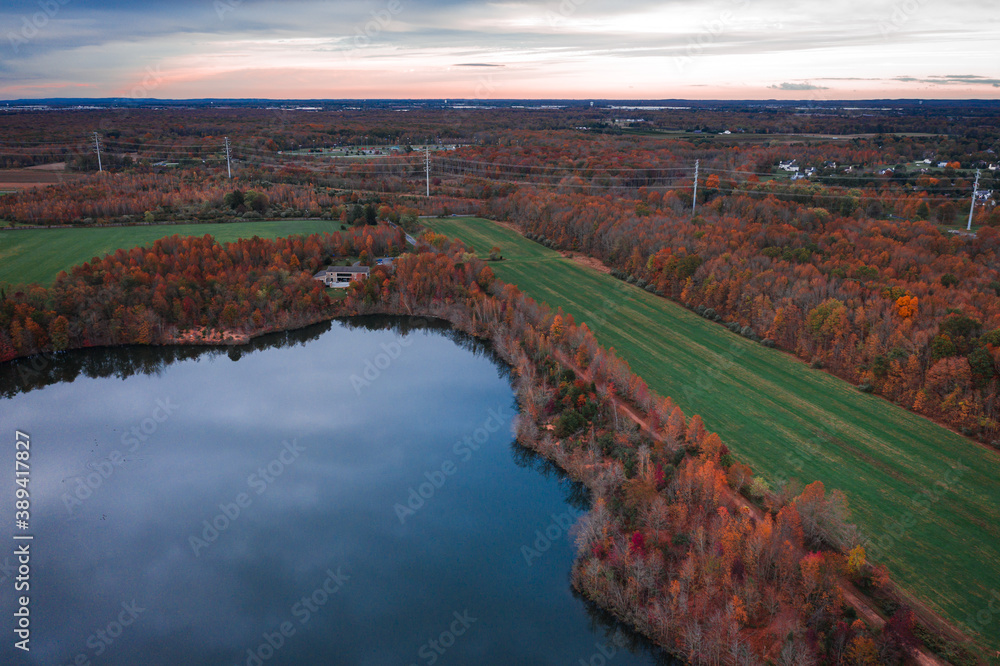 Aerial of Autumn Plainsboro New Jersey