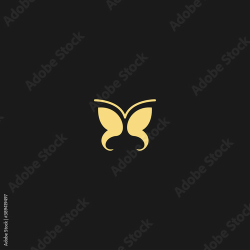 butterfly gold logo icon template. Animal abstract design vector concept