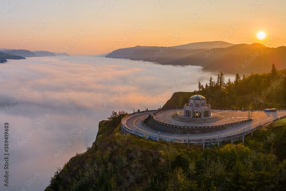 Sunrise at Crown Point in the Columbia River Gorge Sunrise at Crown Point in the Columbia River Gorge