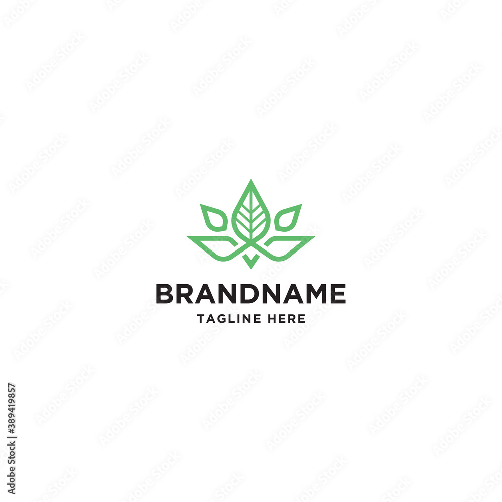 Marijuana with green leaves with liner. premium cbd oil, marijuana, cannabis logo design