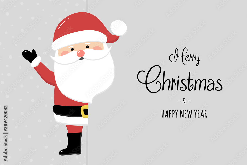 Christmas card with funny Santa Claus and wishes. Vector Christmas card with funny Santa Claus and wishes. Vector