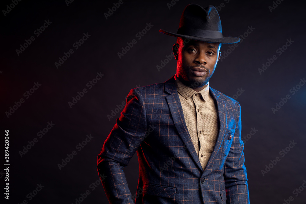 Cool african american man on dark background Cool african american man on dark background