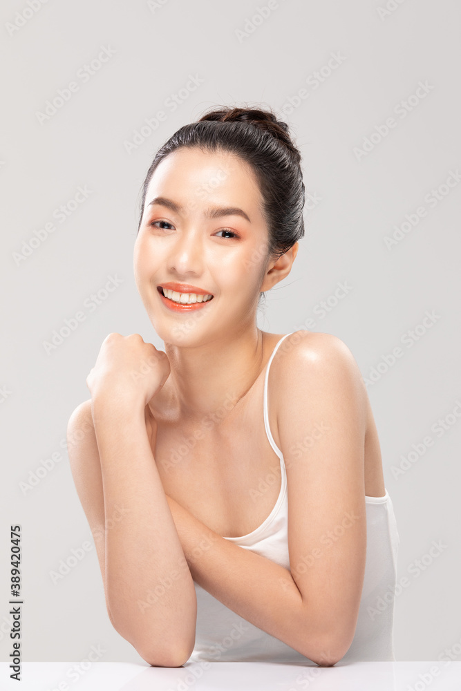 Beautiful Asian young woman touching soft cheek smile with clean and fresh skin Happiness and cheerful with positive emotional,isolated on white background,Beauty and Cosmetics Concept Beautiful Asian young woman touching soft cheek smile with clean and fresh skin Happiness and cheerful with positive emotional,isolated on white background,Beauty and Cosmetics Concept