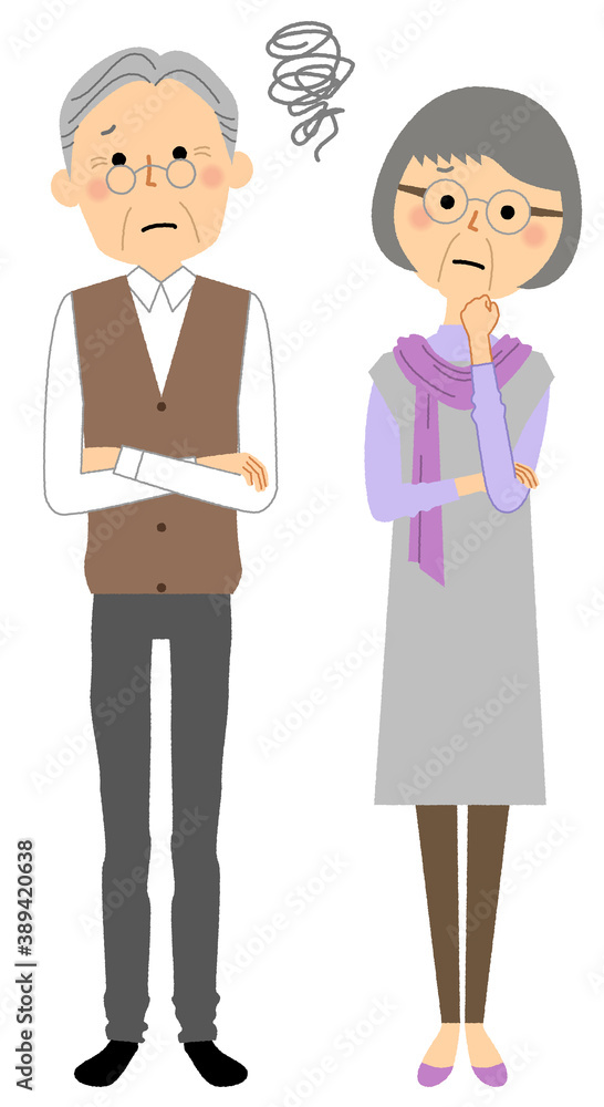 困る老夫婦 　シニアカップル　高齢者