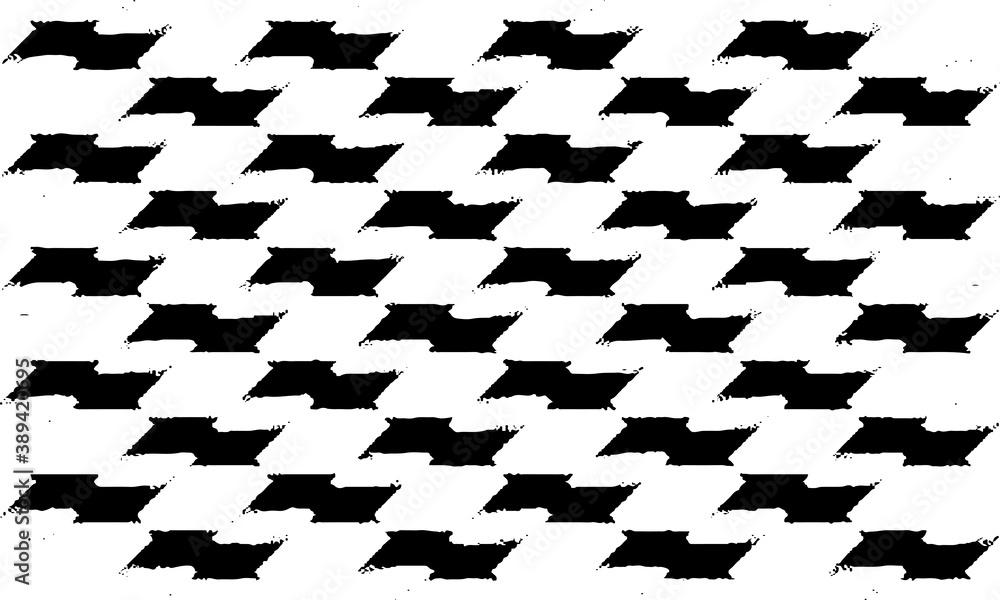 Naklejka premium Rough, irregular texture composed of monochrome geometric elements. Overlay distressed grunge background. Abstract vector illustration. Isolated on white background. EPS10