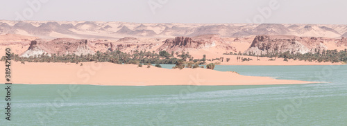 Panoramic view to the Ounianga kebir lakes , Ennedi, Chad