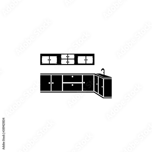 Kitchen set icon logo, vector design