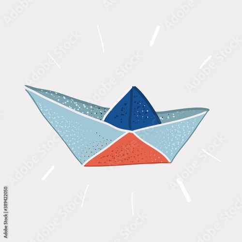 Vector illustration of paper boat on white background.