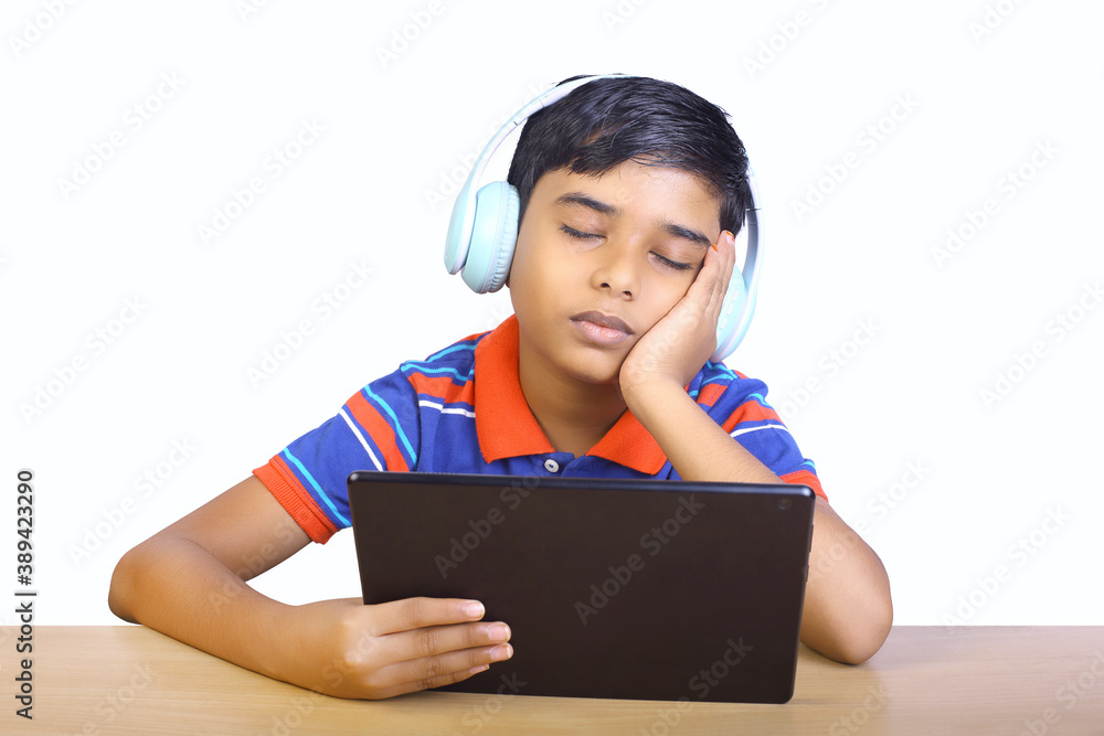 frustrated boy, Online education concept frustrated boy, Online education concept