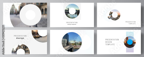 Vector layout of the presentation slides design business templates, multipurpose template for presentation brochure, cover. Background template with rounds, circles for IT, technology. Minimal style.