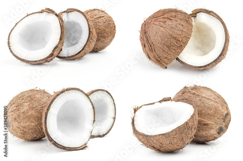 Collection of coconut isolated over a white background