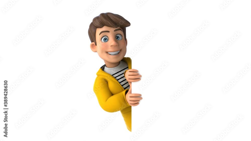 Fun cartoon teenager with rain gear Fun cartoon teenager with rain gear