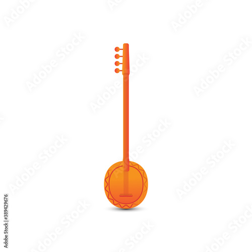 Tanbur musical instrument of Middle Eastern culture. Vector