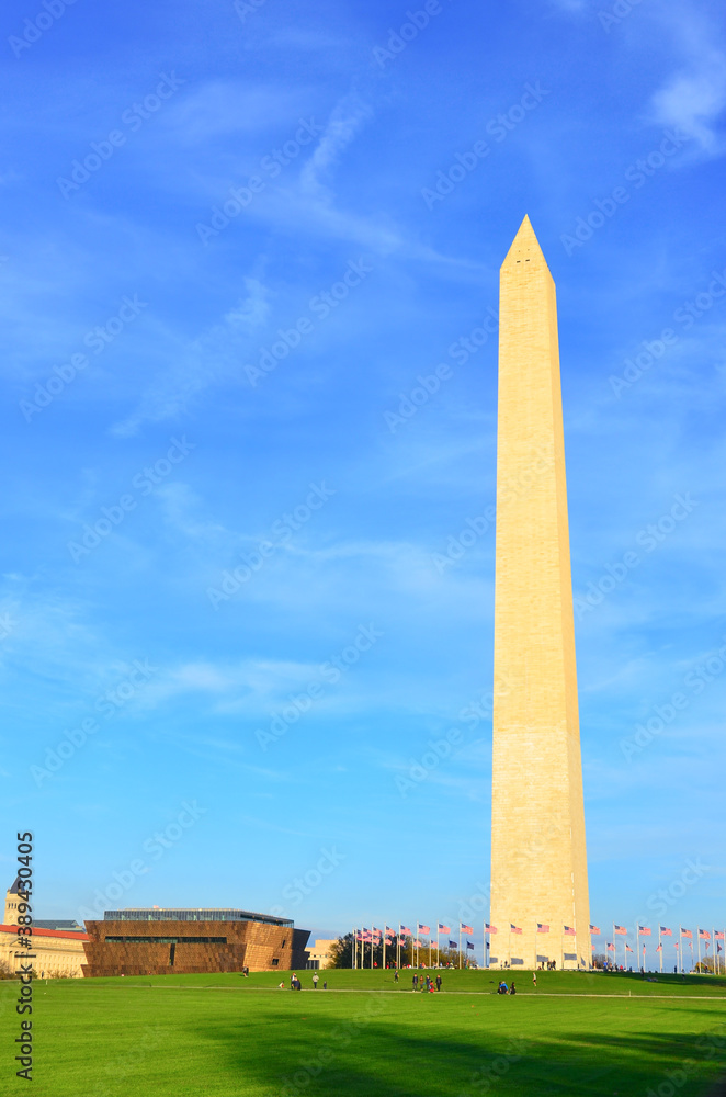 Washington Monument and other major  landmarks in the Washington D.C. - United States