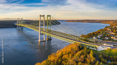 Narrows bridge in Tacoma Washington during late fall