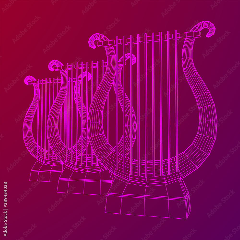 Naklejka premium Ancient lyre or harp musical instrument