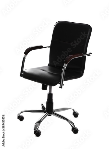 Comfortable leather office chair isolated on white