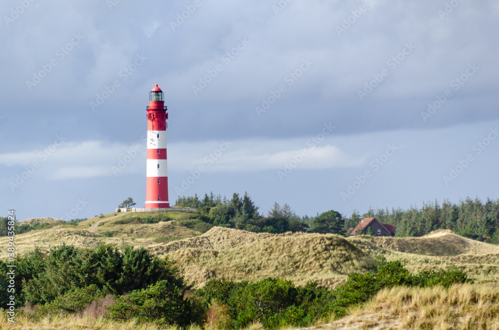 Amrum lighthouse. Amrum is one of the North Frisian Islands on the German North Sea coast, south of Sylt and west of Foehr