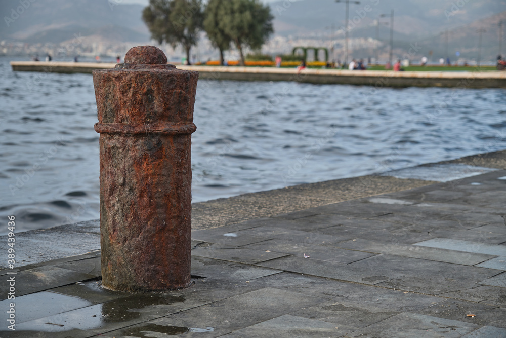 Mooring bollard. Rusty old mooring bollards. Mooring bollard. Rusty old mooring bollards.