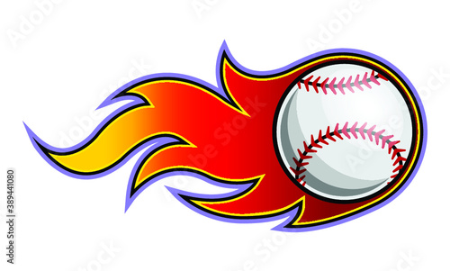 Vector illustration of baseball ball with simple flame shape. Ideal for sticker, decal, sport logo and any kind of decoration.