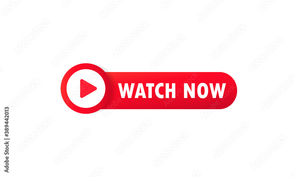 Watch now button. For website, media player, banner and app. Vector on isolated white background. EPS 10 Watch now button. For website, media player, banner and app. Vector on isolated white background. EPS 10
