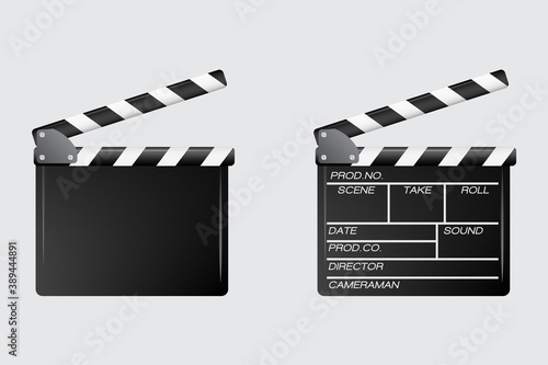Real clapper Cinema  and cinematography details. Film Time vector isolated illustration