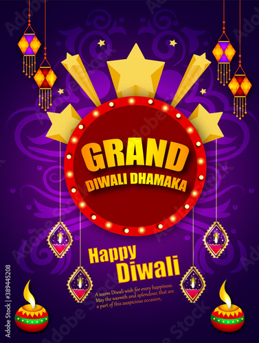 Abstract diwali Creative sale background with offer details  banner or sale poster for indian festival diwali celebration. Happy Diwali meaning festival of lights