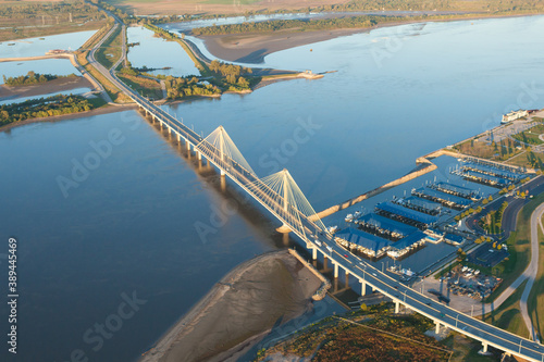 Aerial Photo of Clark Bridge Mississippi River Crossing in Alton, Illinois  photo