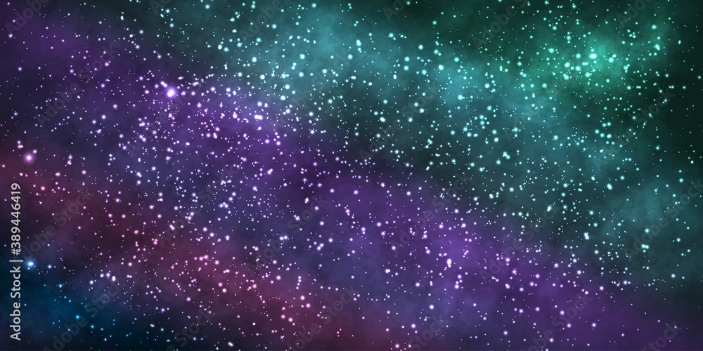 Vector realistic cosmic galaxy background. Concept of space, nebula and cosmos.