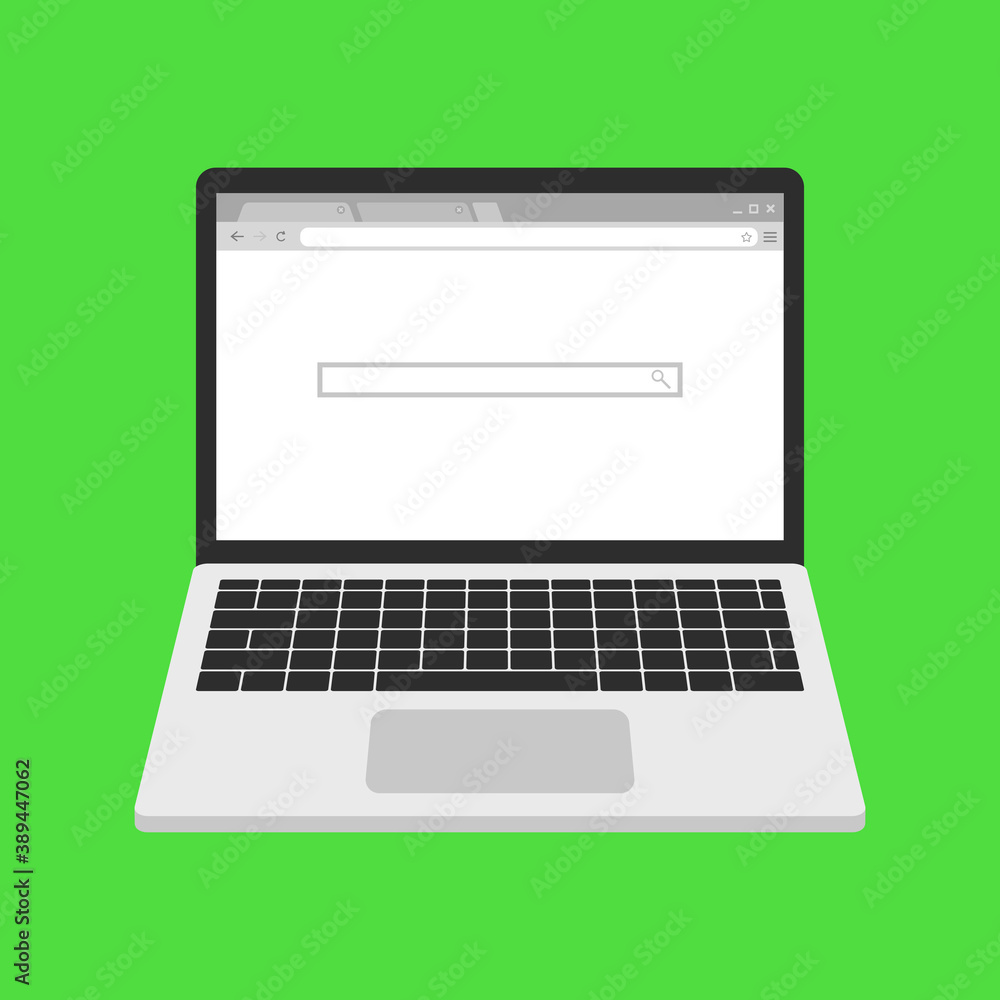 Laptop with open browser. Vector.