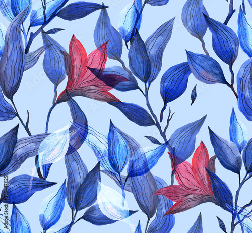 Watercolor abstract floral pattern.