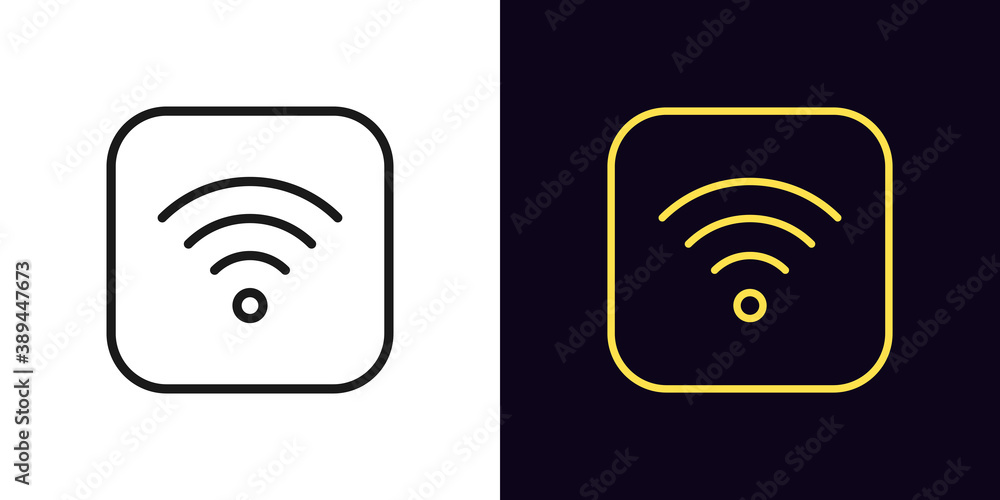 Outline wifi icon. Linear wi fi sign, wireless internet technology with editable stroke Outline wifi icon. Linear wi fi sign, wireless internet technology with editable stroke