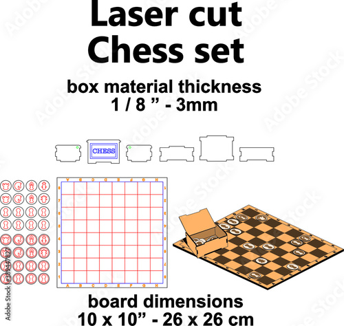 Laser cut chess board Chess set Chess vector Laser cutting design template Laser cut pattern Laser cut wood mdf strategy game