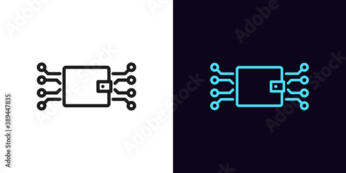 Outline digital wallet icon. Linear electronic wallet sign with editable stroke, online banking