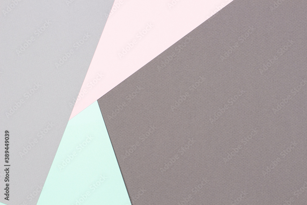 Abstract colored paper texture background. Minimal geometric shapes and lines in pastel pink, light green and gray colours