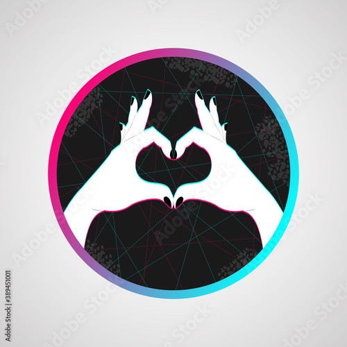 Vector illustration hands make heart sign. Valentine day concept. Icon in the style of a popular social network. Icon for social media.