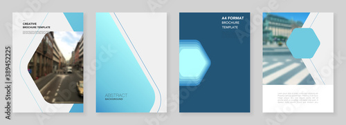 A4 brochure layout of covers design templates for flyer leaflet, A4 brochure design, report, presentation, magazine cover, book design. Abstract geometric pattern. Corporate identity business concept.