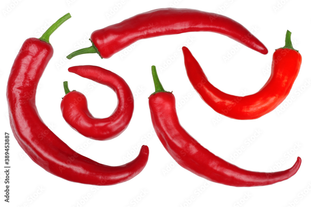 Pepper bitter, on white background isolated, top view Pepper bitter, on white background isolated, top view