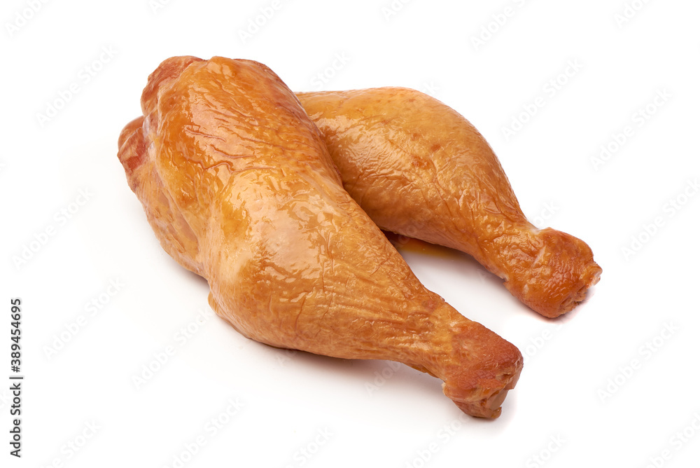 Smoked chicken legs, isolated on white background Smoked chicken legs, isolated on white background